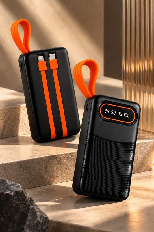 Buzz Street Capsule — 10,000 mAh Powerbank | 20W Fast Charging | Built-in Lightning + Type-C Cables