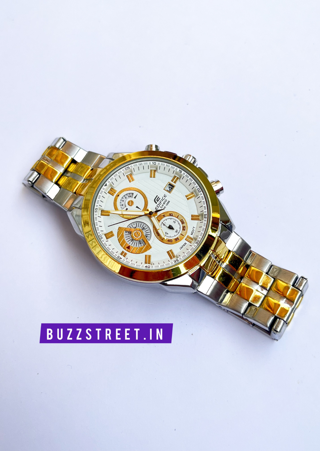 Edifice Gold Silver Dual Tone Watch For Men BuzzStreet