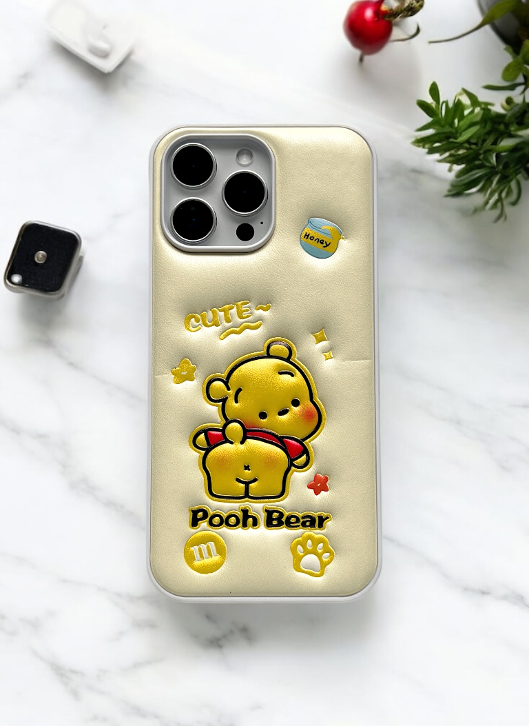 Cream Pooh Bear Soft Leather Texture Phone Case – Buzz Street Cream Pooh Bear Soft Leather Texture Phone Case – Buzz Street