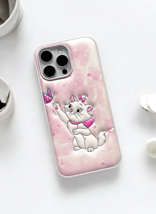 Pink Cat Soft Leather Texture Phone Case