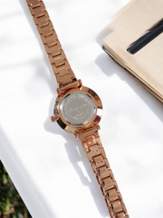 Michael Kors Women’s 34mm Rose Gold Analog Watch – Black Dial with Crystal Bezel